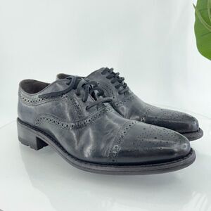 Freebird by Steven George Men's Size 9 Black Distressed Wingtip Oxford Shoes